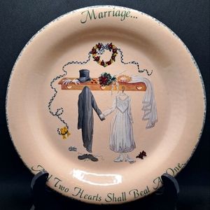 Vintage 2001 Home & Garden Party Marriage Plate "Two Hearts Shall Beat As One"